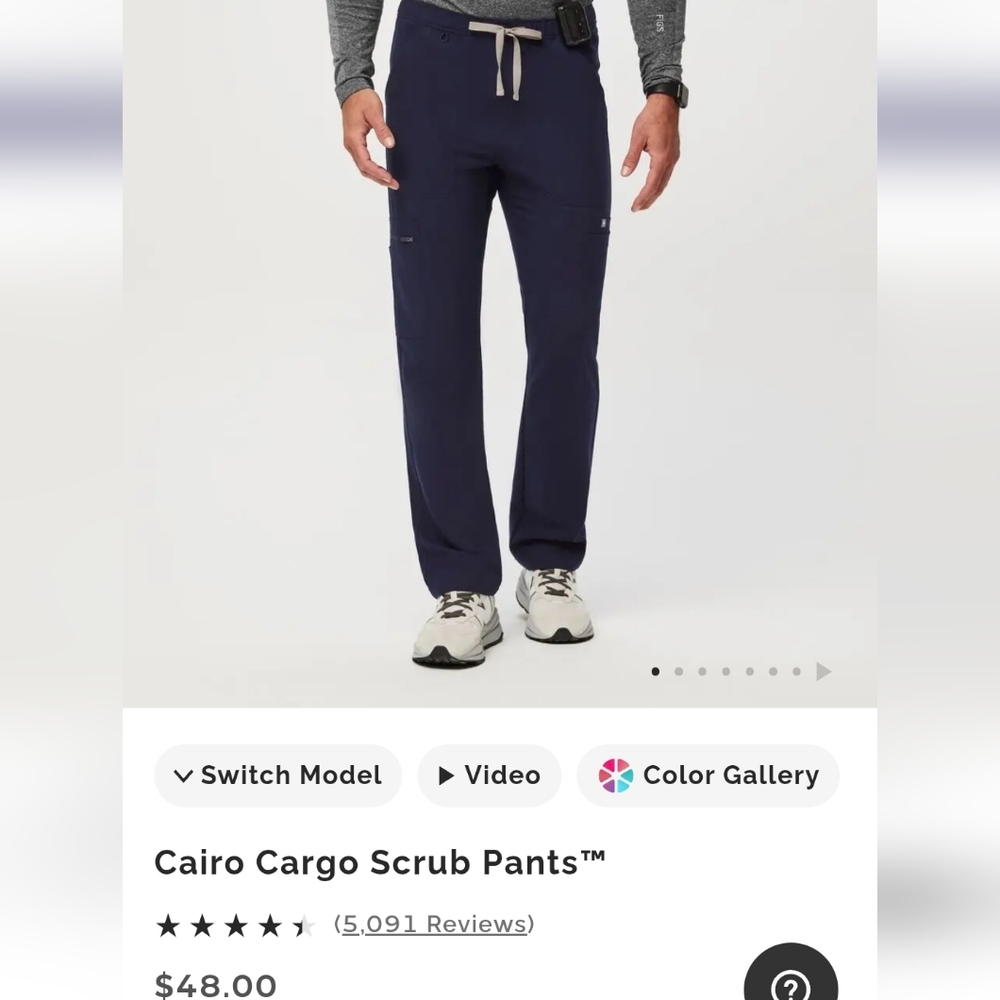 Figs Cairo Cargo Scrub Pants in Dark Blue